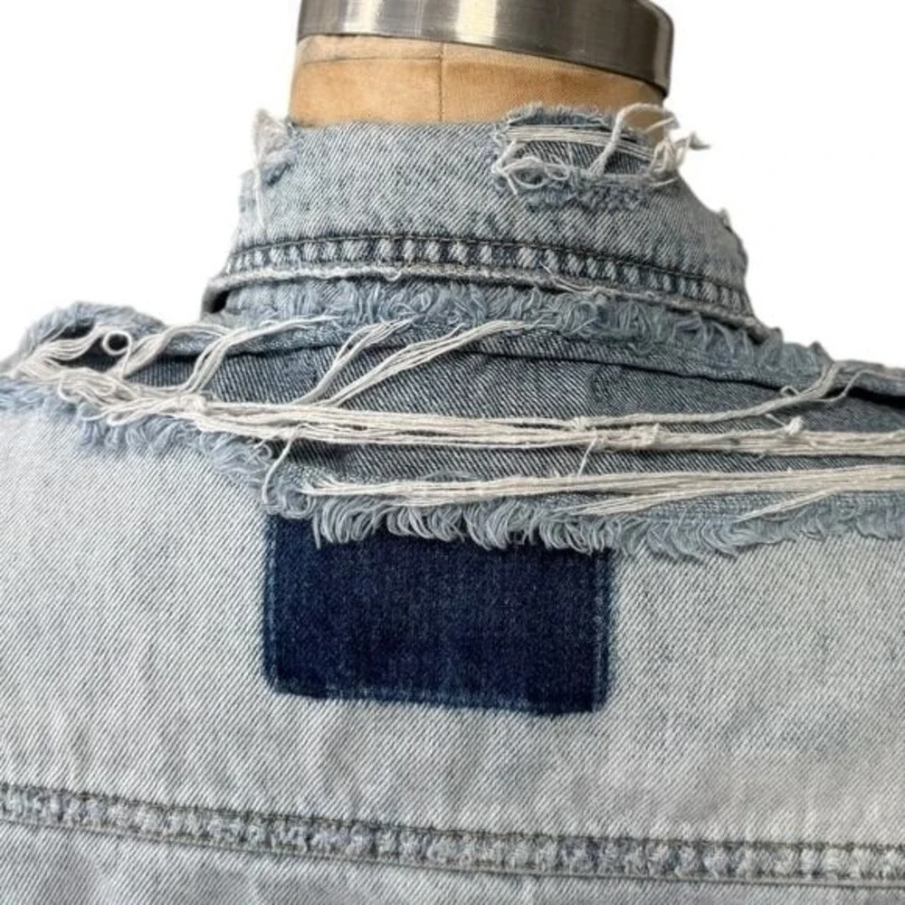 Ksubi Jean Jacket Mens Size XS Destroyed Oversized Light Wash Denim